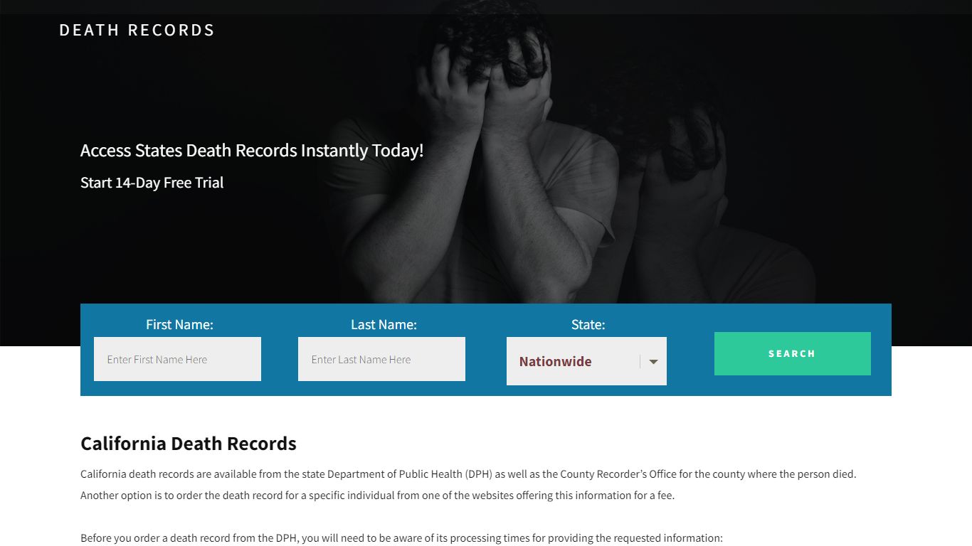 California Death Records | Enter Name and Search | 14 Days Free